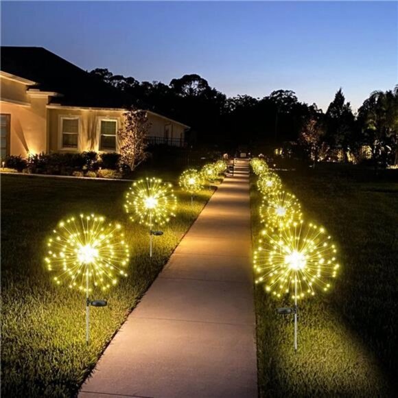 4-Pack Solar Outdoor Lights for Garden Decorations 360 LED Solar Firework Lights - Picture 5 of 8